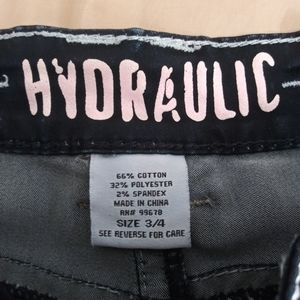 Dark blue jean shorts. Hydraulic brand.